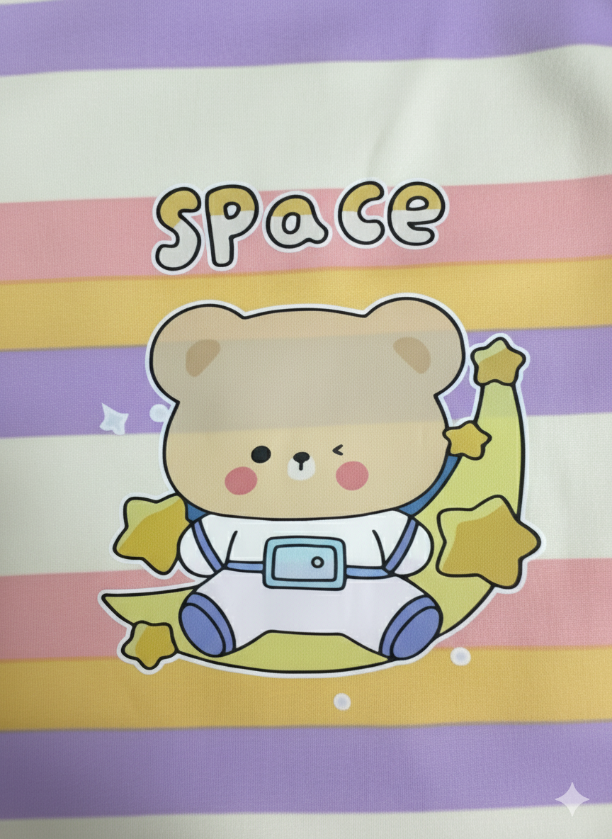 Pink space bear fleece suit