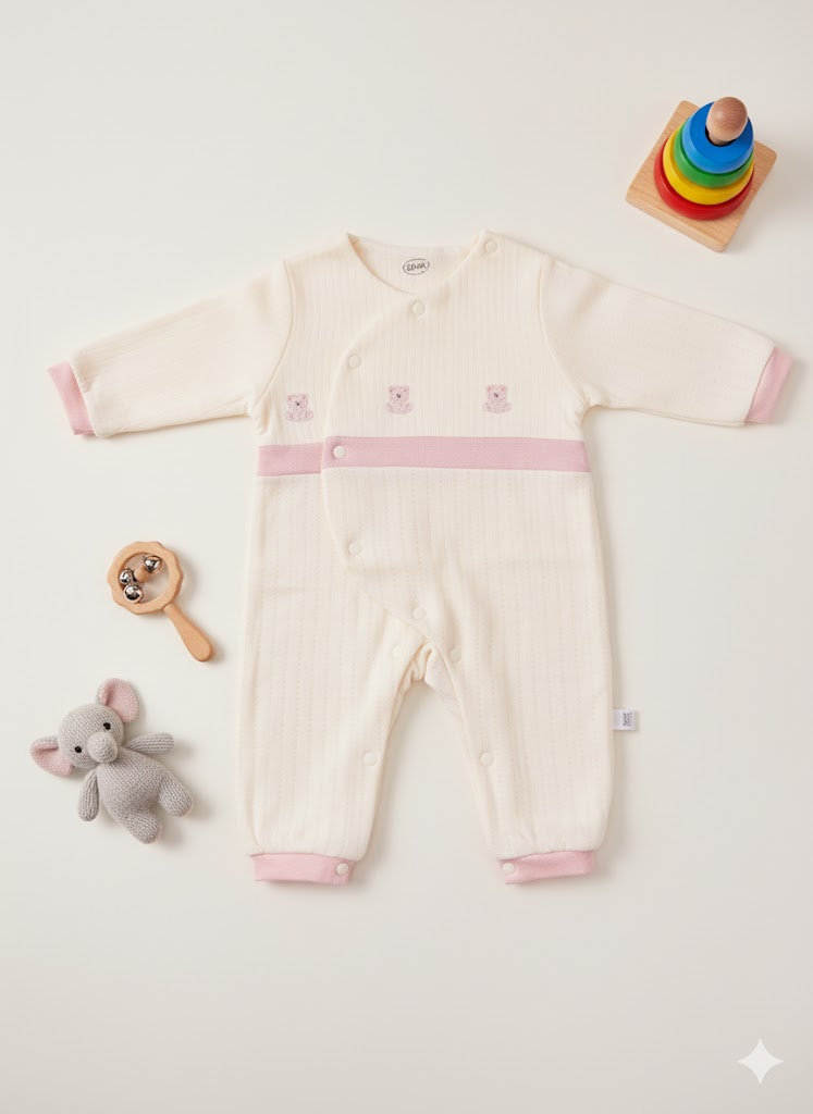 Pink bear romper