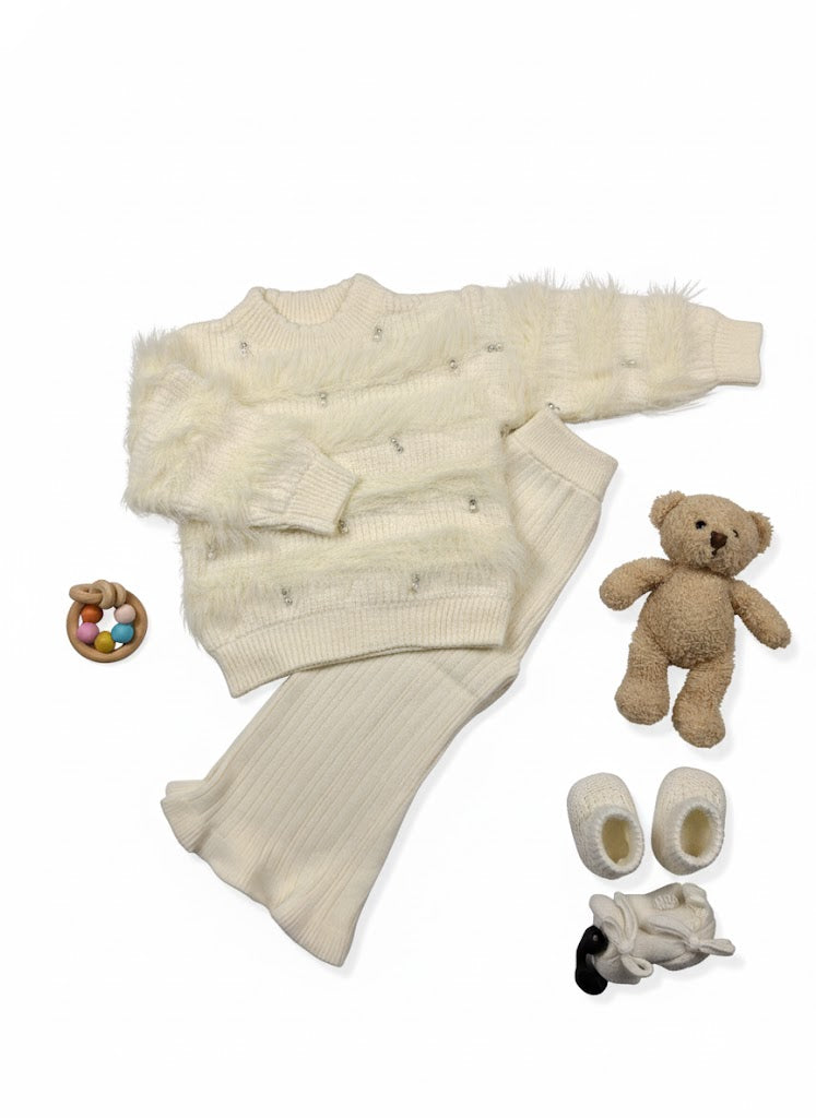 Baby Girl Woollen Fur Pearl Suit