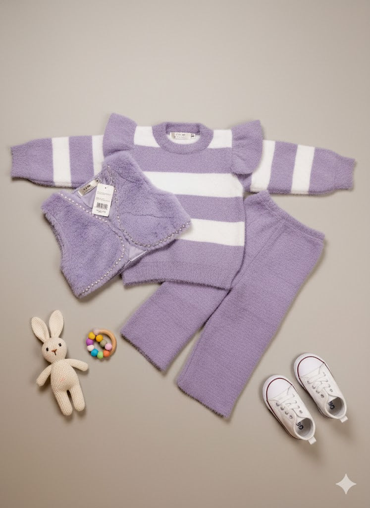 Baby Girl Woollen Knitted 3 Piece Set
