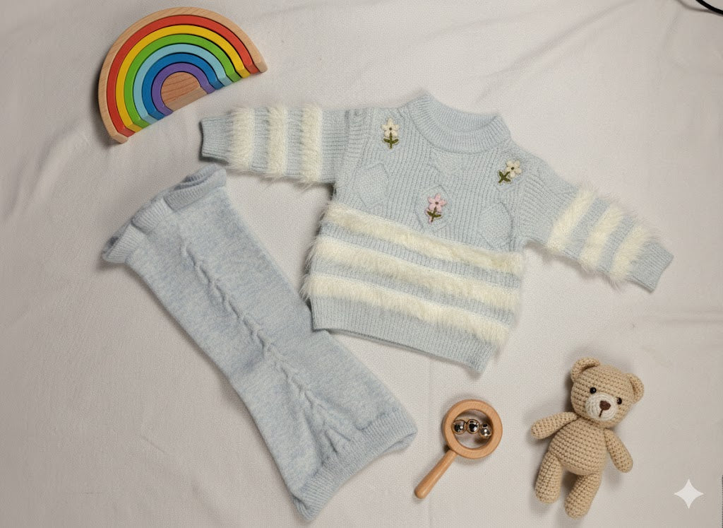 Baby Girl Woollen Embroidered Suit