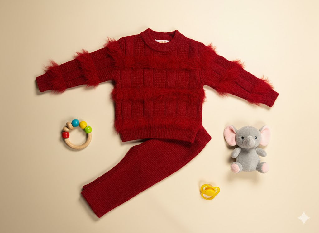 Baby Girl Woollen Fur Set
